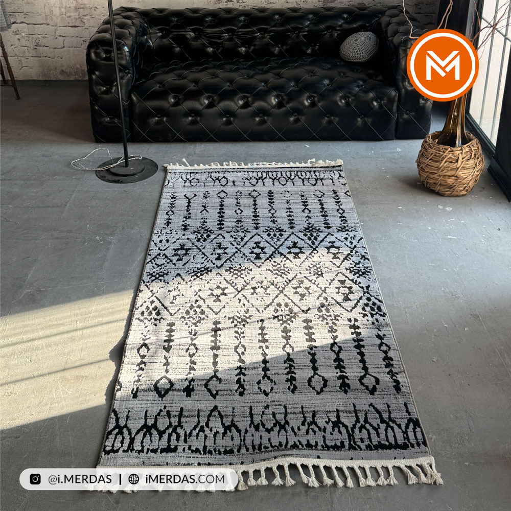 فرش کناره کد 41294 زمینه نقره ای نقره ای